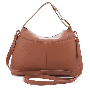 Chain Accent Top Handle Crossbody Hobo Bag