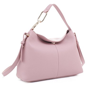 Chain Accent Top Handle Crossbody Hobo Bag