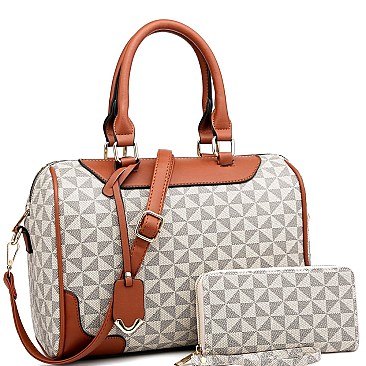 2-Way Monogram Boston Satchel Wallet SET