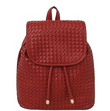 STYLISH WOVEN LEATHER CROSSED DRAWSTRING BACKPACK