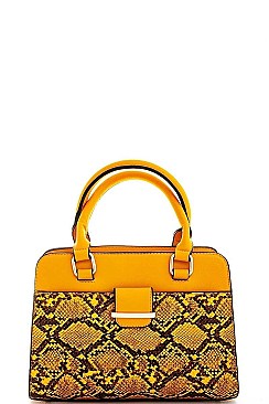 CHIC TWO TONE SNAKE PATTERN SATCHEL WITH LONG STRAP