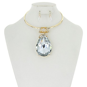 Large Crystal Teardrop Necklace MEZN1005