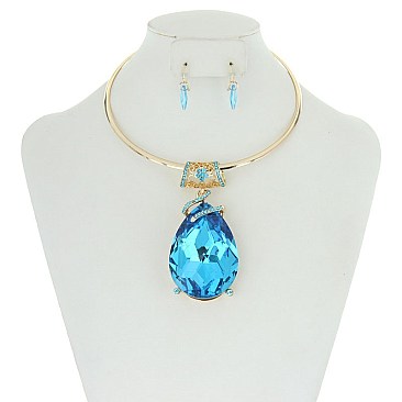 Large Crystal Teardrop Necklace MEZN1005