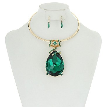 Large Crystal Teardrop Necklace MEZN1005
