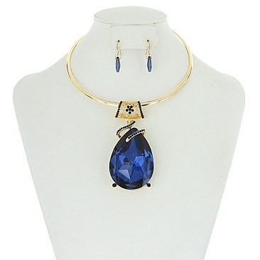 Large Crystal Teardrop Necklace MEZN1005