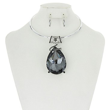 Large Crystal Teardrop Necklace MEZN1005