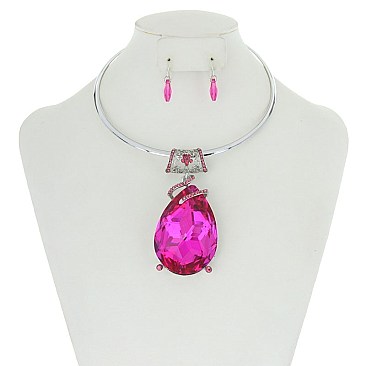 Large Crystal Teardrop Necklace MEZN1005