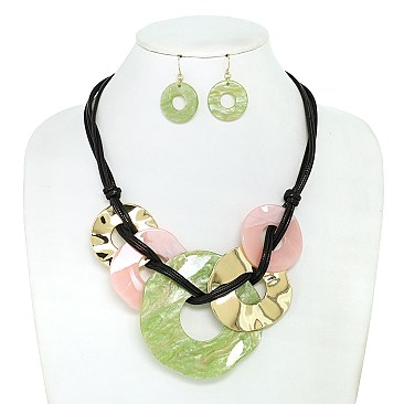 CIRCLE ACETATE ADJUSTABLE NECKLACE Earrings Set