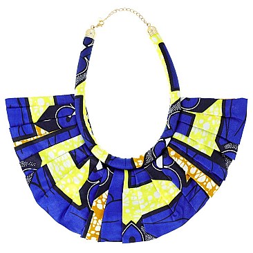 AFRICAN PRINT FABRIC BIB STATEMENT NECKLACE