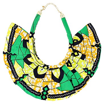 AFRICAN PRINT FABRIC BIB STATEMENT NECKLACE