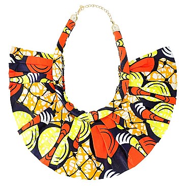 AFRICAN PRINT FABRIC BIB STATEMENT NECKLACE