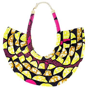 AFRICAN PRINT FABRIC BIB STATEMENT NECKLACE