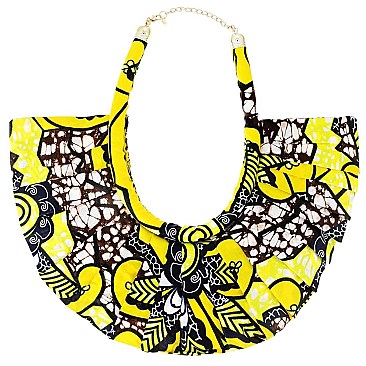 AFRICAN PRINT FABRIC BIB STATEMENT NECKLACE