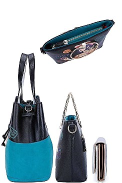 3 IN 1 Nikky by Nicole Lee LOVE YOUR LOOK PRINT SATCHEL SHOULDER BAG