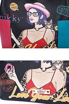 3 IN 1 Nikky by Nicole Lee LOVE YOUR LOOK PRINT SATCHEL SHOULDER BAG