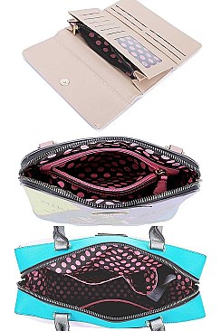 SUMMER RIDE PRINT SATCHEL CROSSBODY AND WALLET Nikky by Nicole Lee