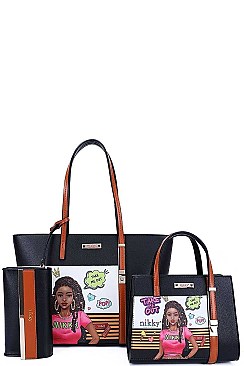 SHOPPER SATCHEL AND WALLET SET Nikky by Nicole Lee