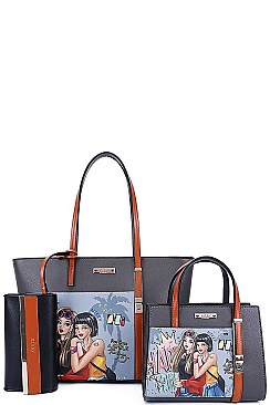 SHOPPER SATCHEL AND WALLET SET Nikky by Nicole Lee
