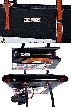 SHOPPER SATCHEL AND WALLET SET Nikky by Nicole Lee
