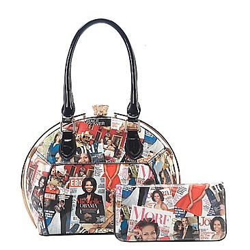 DESIGNER MICHELLE OBAMA 2 IN 1 JEWEL TOP HANDBAG SET
