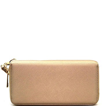 Fashionable Saffiano Double Zip-Around Wristlet Wallet MH-OCKW0095