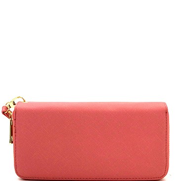 Fashionable Saffiano Double Zip-Around Wristlet Wallet MH-OCKW0095