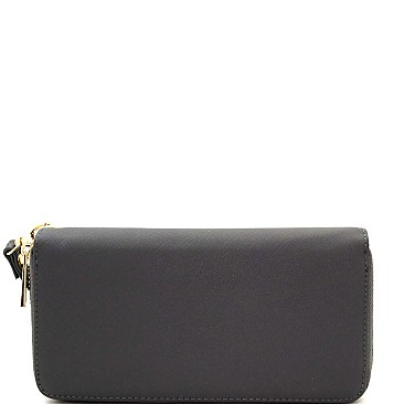 Fashionable Saffiano Double Zip-Around Wristlet Wallet MH-OCKW0095