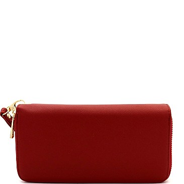 Fashionable Saffiano Double Zip-Around Wristlet Wallet MH-OCKW0095