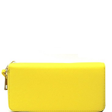 Fashionable Saffiano Double Zip-Around Wristlet Wallet MH-OCKW0095