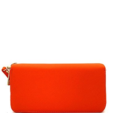 Fashionable Saffiano Double Zip-Around Wristlet Wallet MH-OCKW0095