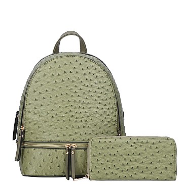 2 IN 1 OSTRICH BACKPACK WALLET VALUE SET