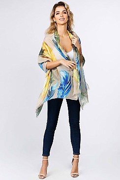 MULTI-COLORED FEATHER OBLONG SCARF