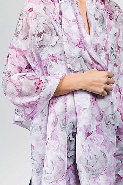 WATER-COLORED FLOWER OBLONG SCARF