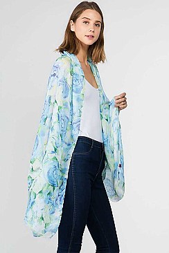 WATER-COLORED FLOWER OBLONG SCARF