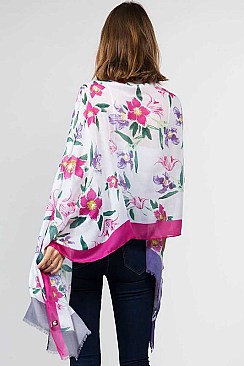 LUSH FLORAL TRI-COLORED FRAME SCARF
