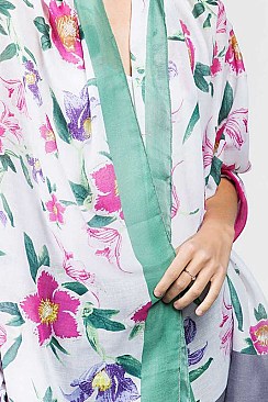 LUSH FLORAL TRI-COLORED FRAME SCARF