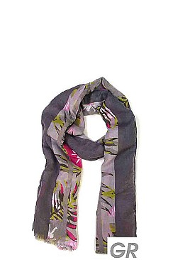MULTI-COLORED FLORAL OBLONG SCARF