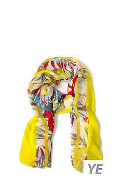 MULTI-COLORED FLORAL OBLONG SCARF