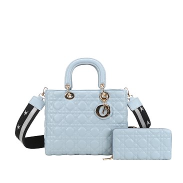 2-IN-1 Large Size Quilted Satchel Wallet Set
