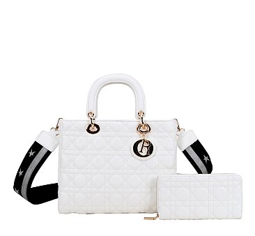 2-IN-1 Large Size Quilted Satchel Wallet Set