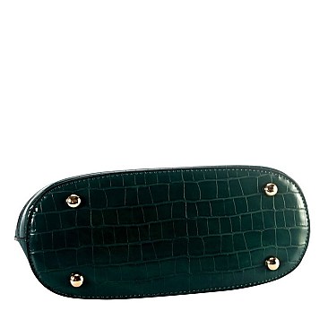 Scallop Croco Print 2-Way Medium Satchel