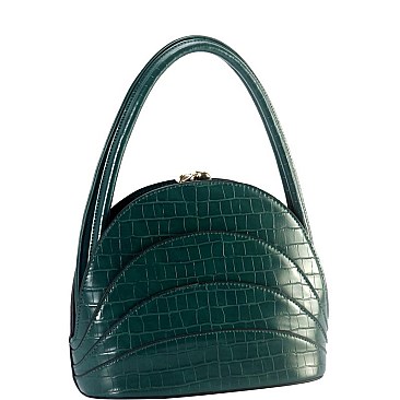 Scallop Croco Print 2-Way Medium Satchel