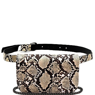 TWO WAY SNAKE PRINT FANNY PACK CROSS BODY