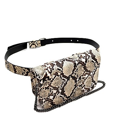 TWO WAY SNAKE PRINT FANNY PACK CROSS BODY