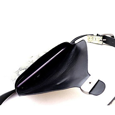 METALLIC SNAKE PRINT FANNY PACK WITH GOLD BELT