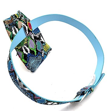 Drawstring Snake Print Fanny Pack with Belt