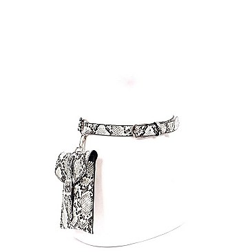 Luminescent Snake Print Dangle Fanny Pack with Belt