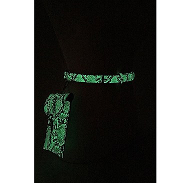 Luminescent Snake Print Dangle Fanny Pack with Belt