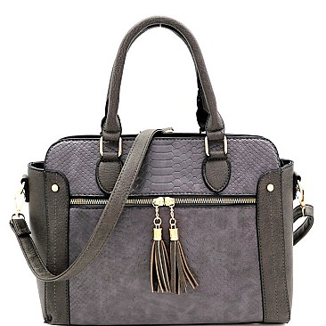 2 in 1 Lizard Pattern Tassel Satchel Cross Body SET