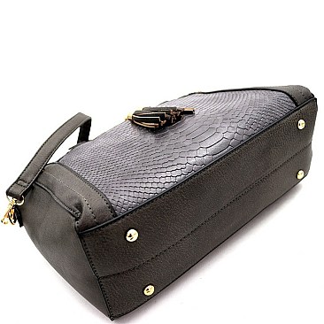 2 in 1 Lizard Pattern Tassel Satchel Cross Body SET